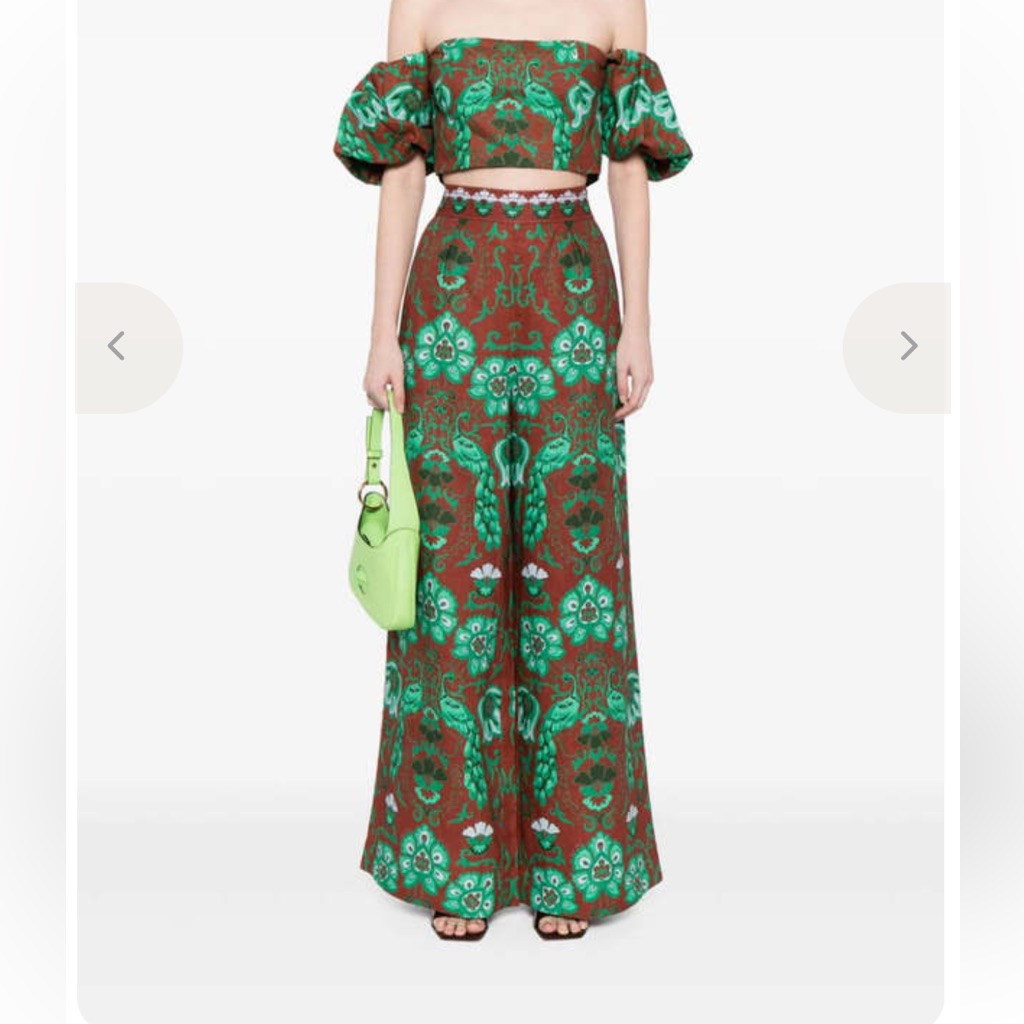 Cara Cara Green And Brown Wide Leg Pants